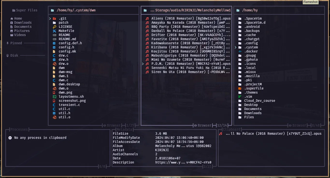 Rosé Pine theme preview showing soft pink and purple colors